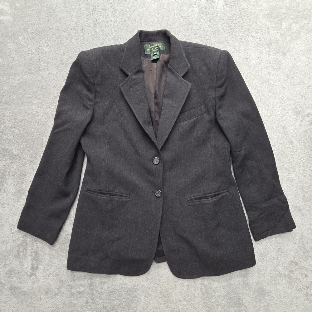 Lauren Ralph Lauren Blazer Womens 10P Gray Wool Lined Tailored Workwear